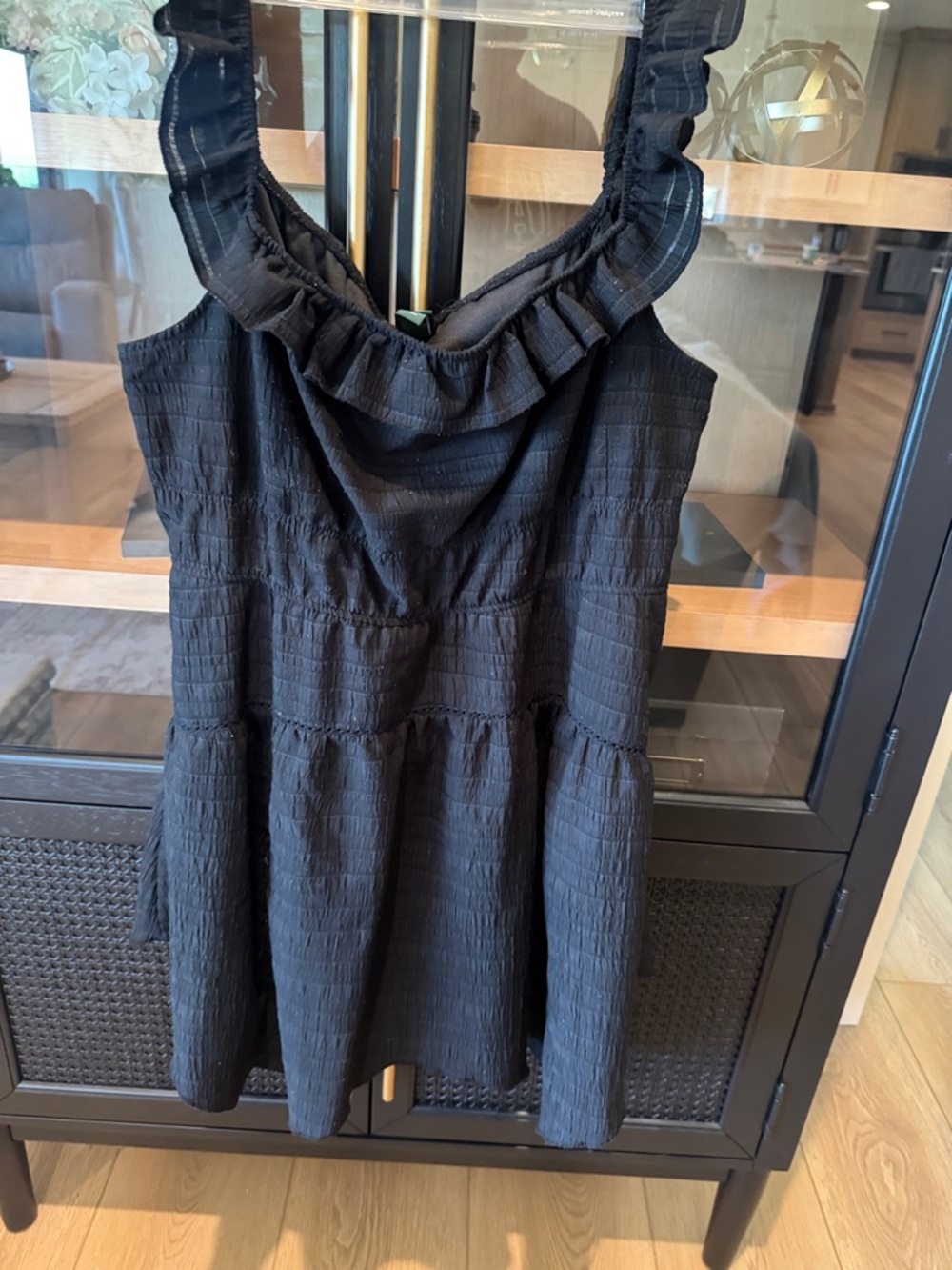 Black Ruffled Strap Sundress